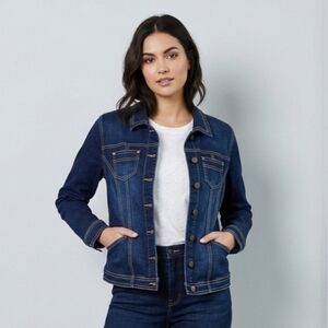 LANALEE Women's Dark Blue  Denim Jacket Stretch Fabric  Western Sz 14